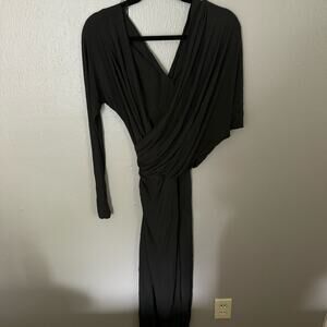 ZARA STUDIO Black One Shoulder Wrap Midi Dress Size Small comfort cocktail dress